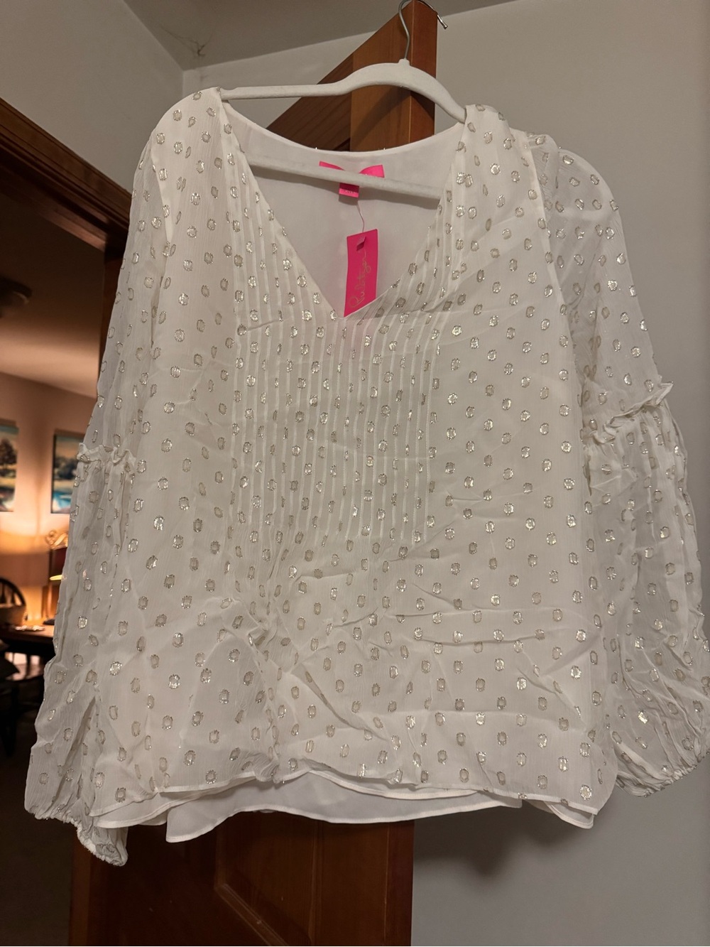 Lily Pulitzer Sequin Dot V-Neck Blouse